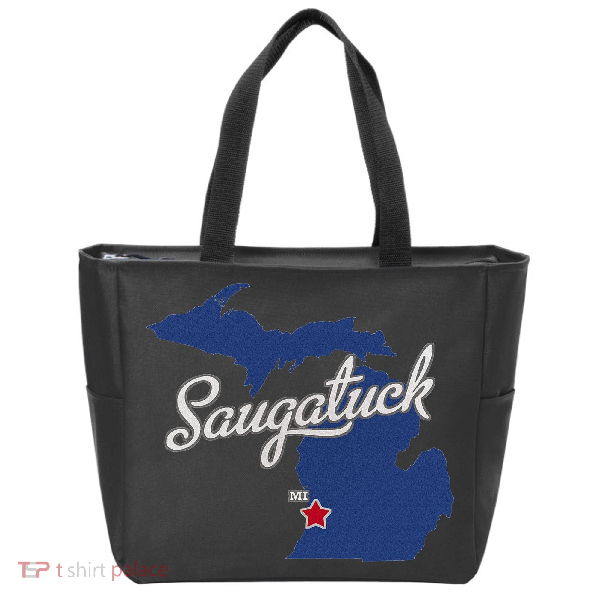 Saugatuck Michigan MI Map Tote Bag