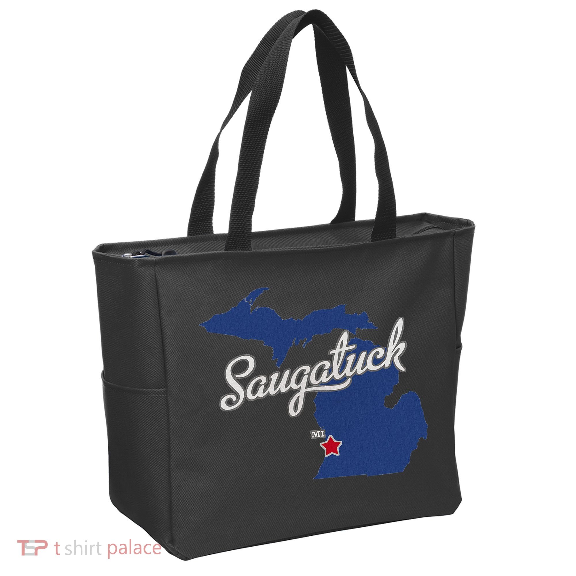 Saugatuck Michigan MI Map Tote Bag