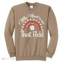 Softball Mom My Heart Is On That Field Women Mother Day Sweatshirt thumb 0