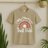 Softball Mom My Heart Is On That Field Women Mother Day T-Shirt thumb 2