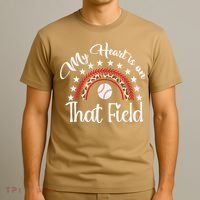 Softball Mom My Heart Is On That Field Women Mother Day T-Shirt thumb 3