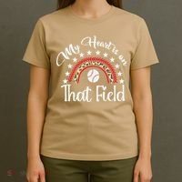 Softball Mom My Heart Is On That Field Women Mother Day T-Shirt thumb 4