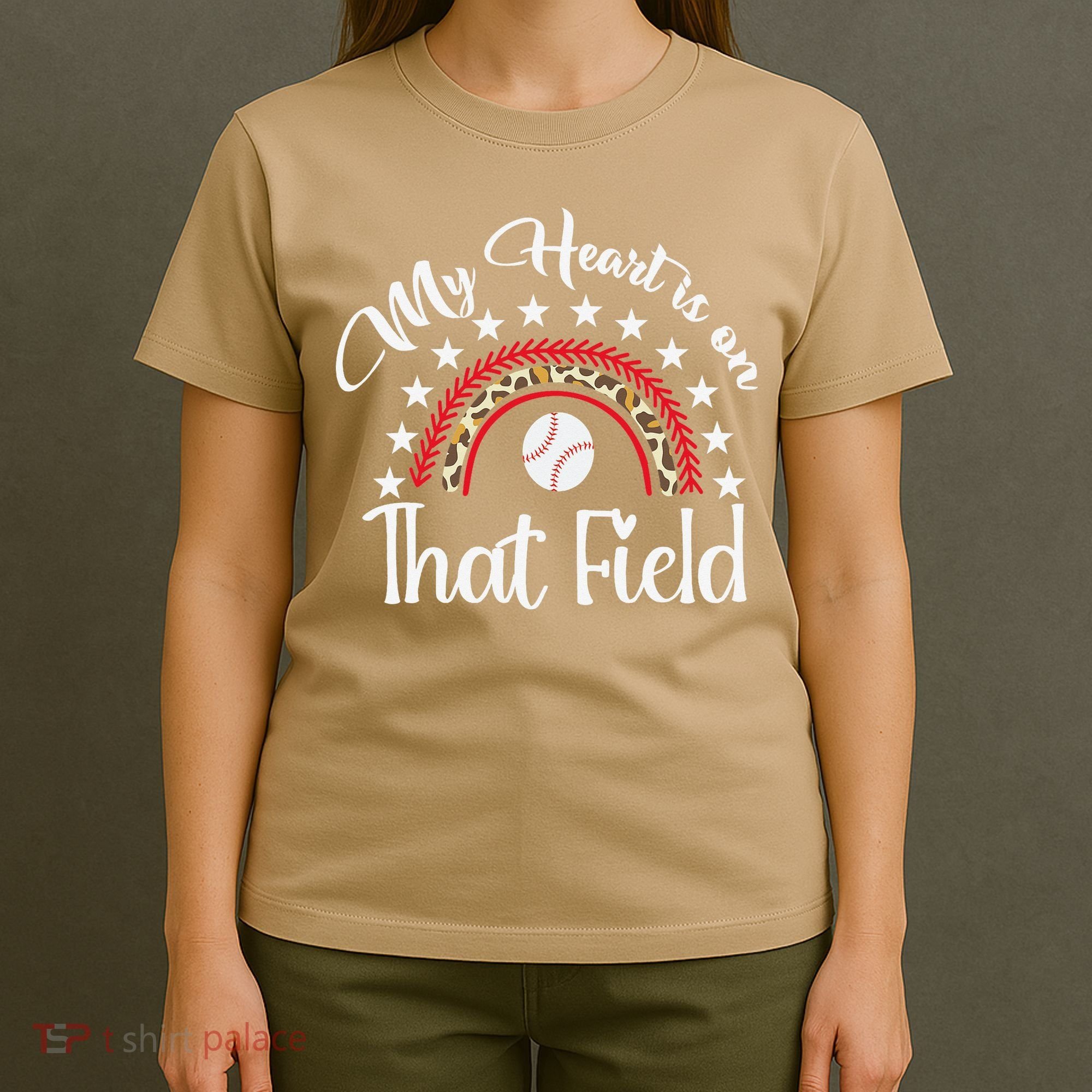 Softball Mom My Heart Is On That Field Women Mother Day T-Shirt