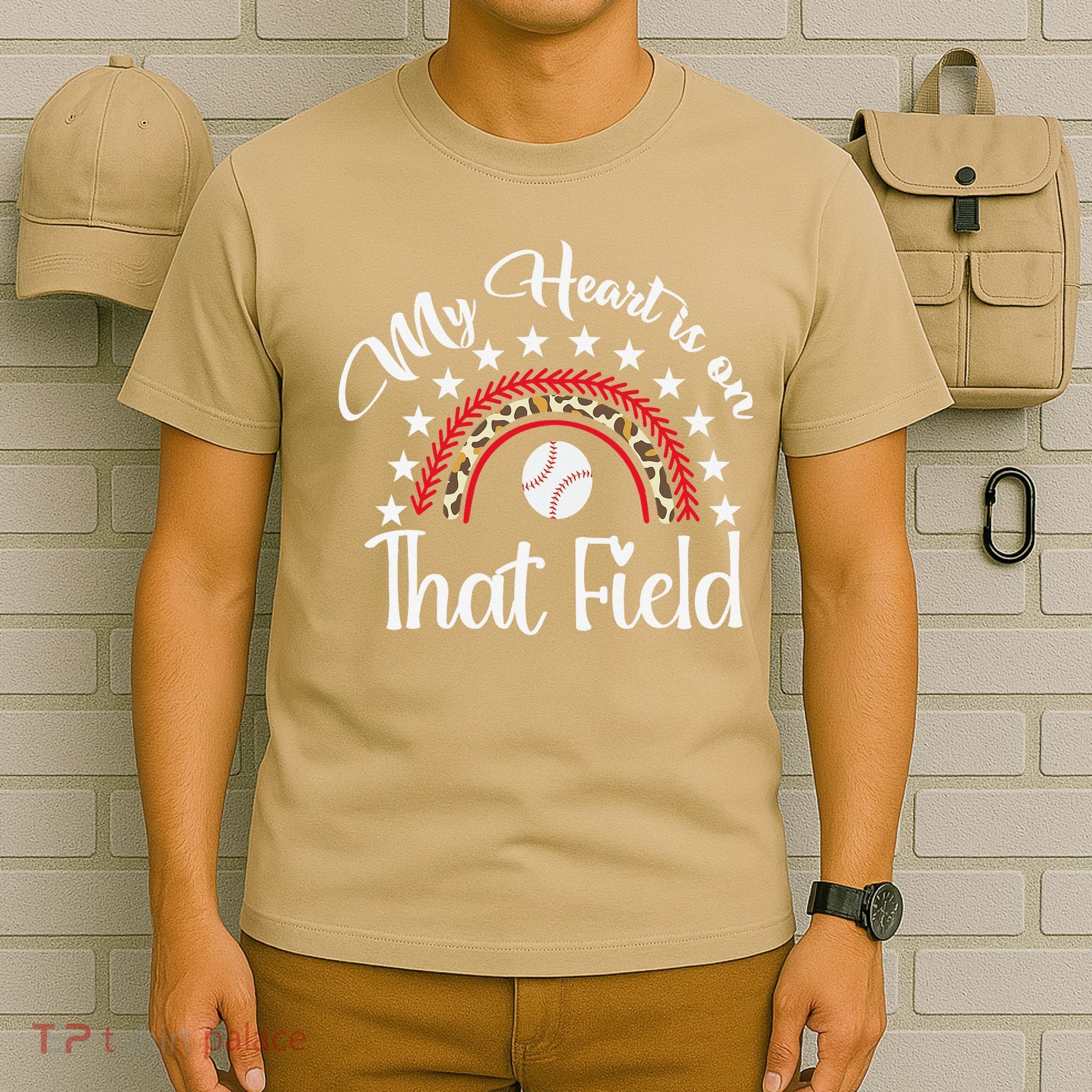 Softball Mom My Heart Is On That Field Women Mother Day T-Shirt