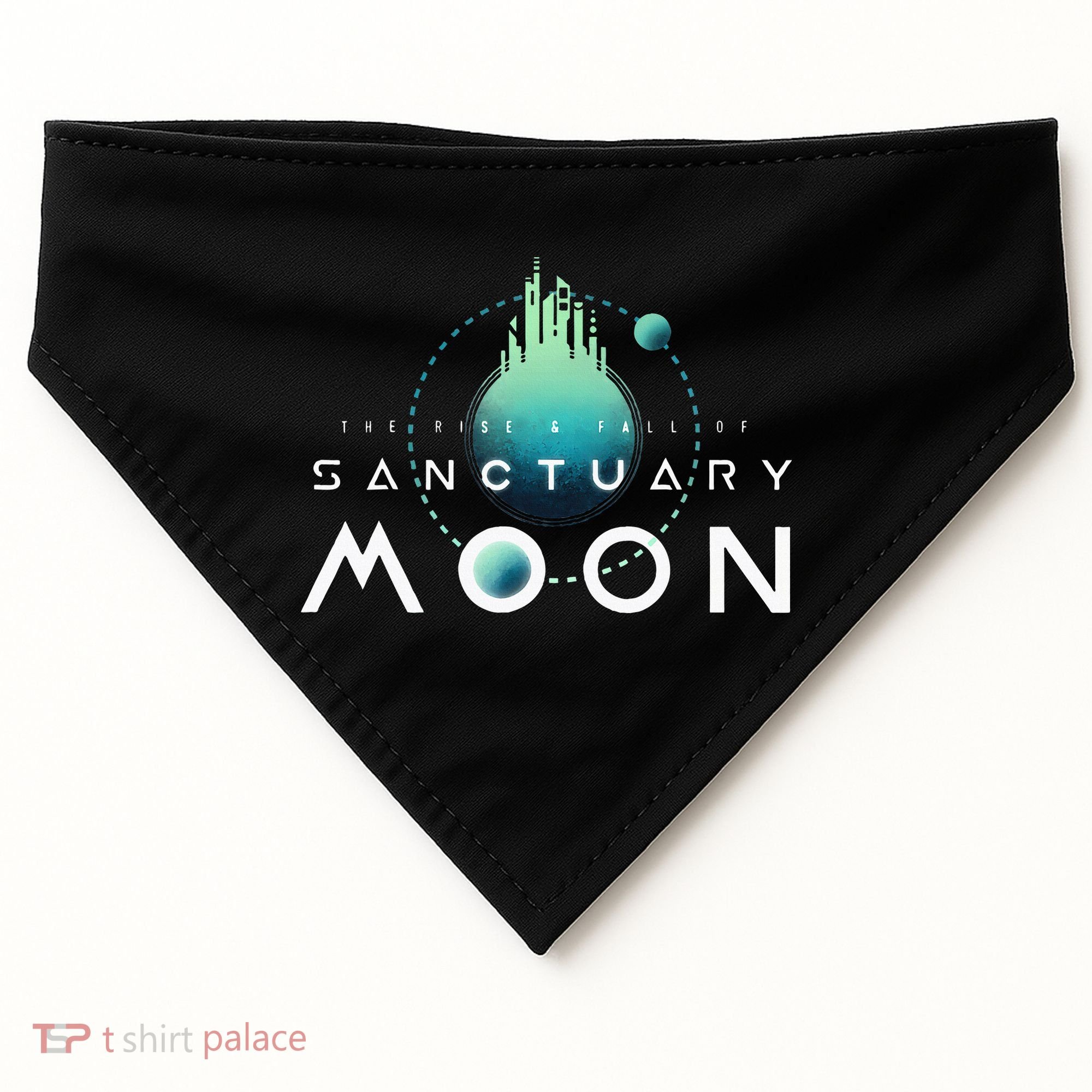 Sanctuary Moon Murderbot Funny Moon Space Science Fiction USA-Made Doggie Bandana