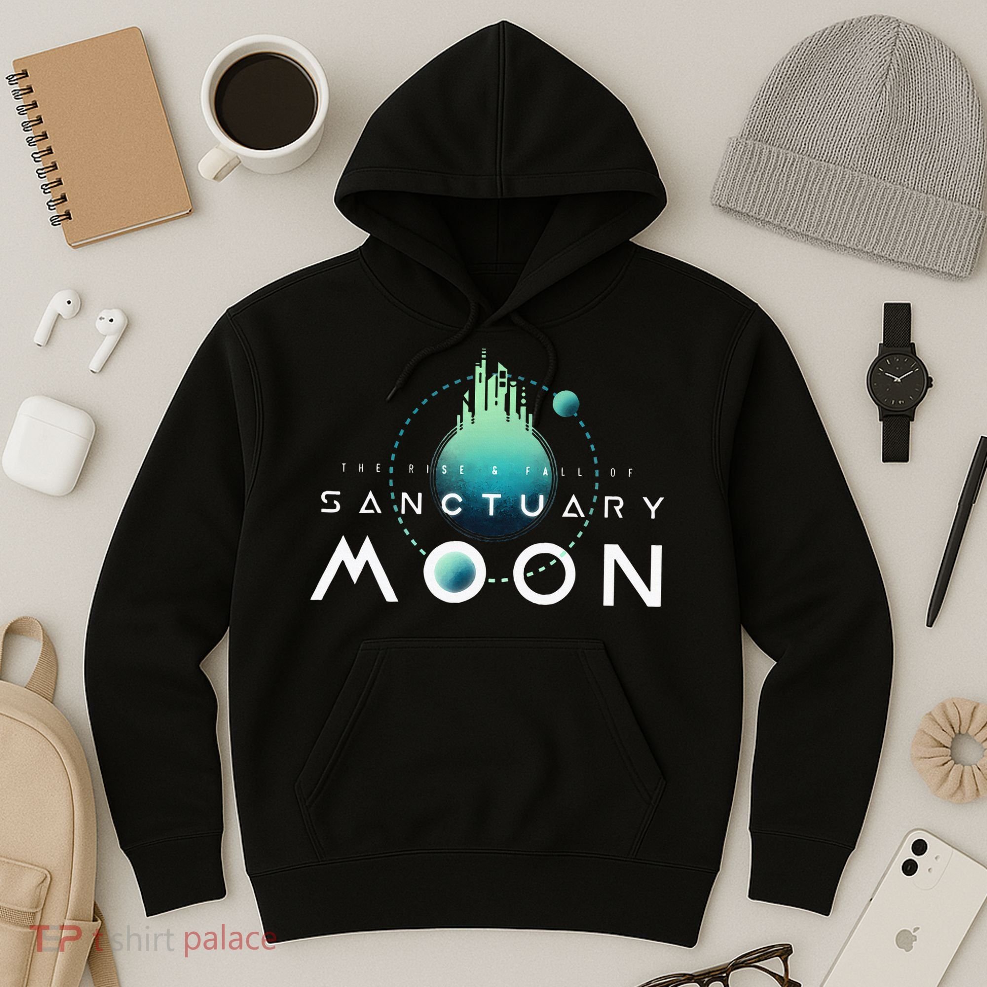 Sanctuary Moon Murderbot Funny Moon Space Science Fiction Hoodie