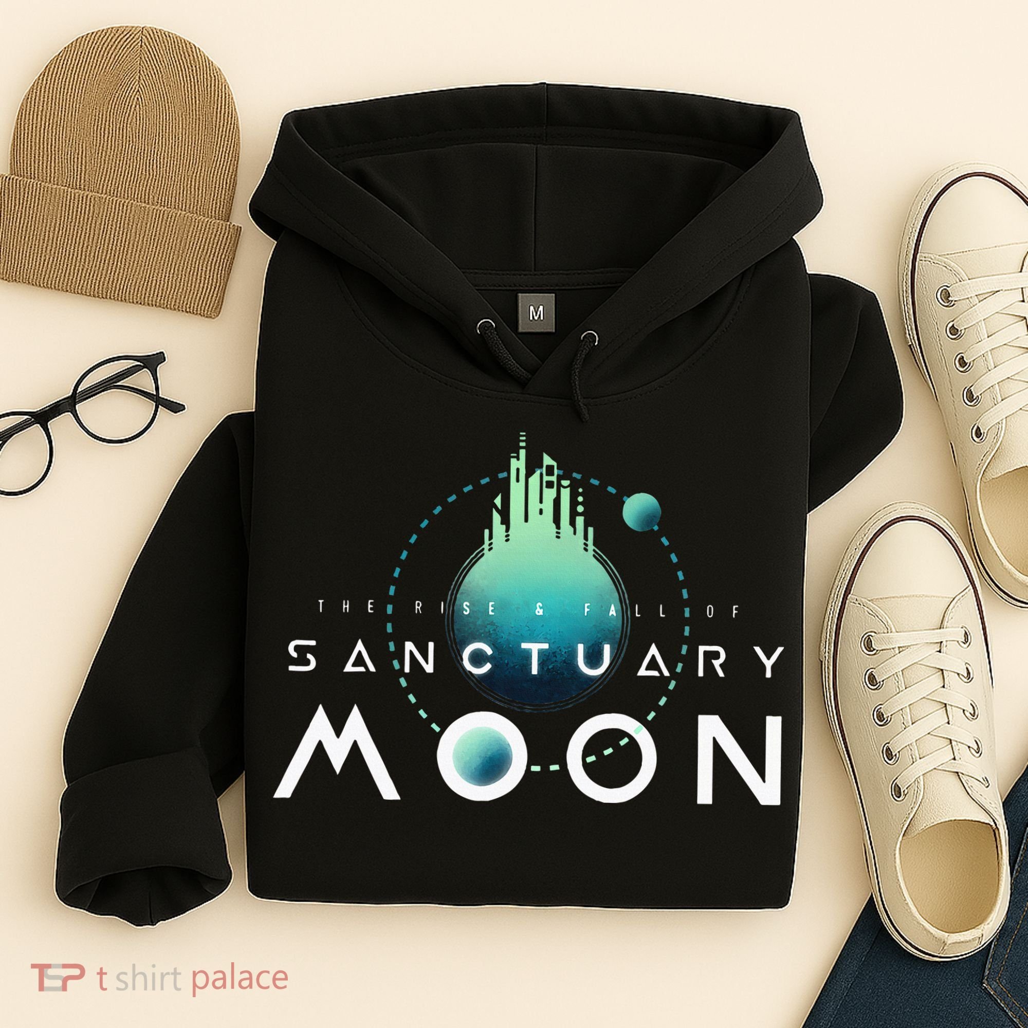 Sanctuary Moon Murderbot Funny Moon Space Science Fiction Hoodie