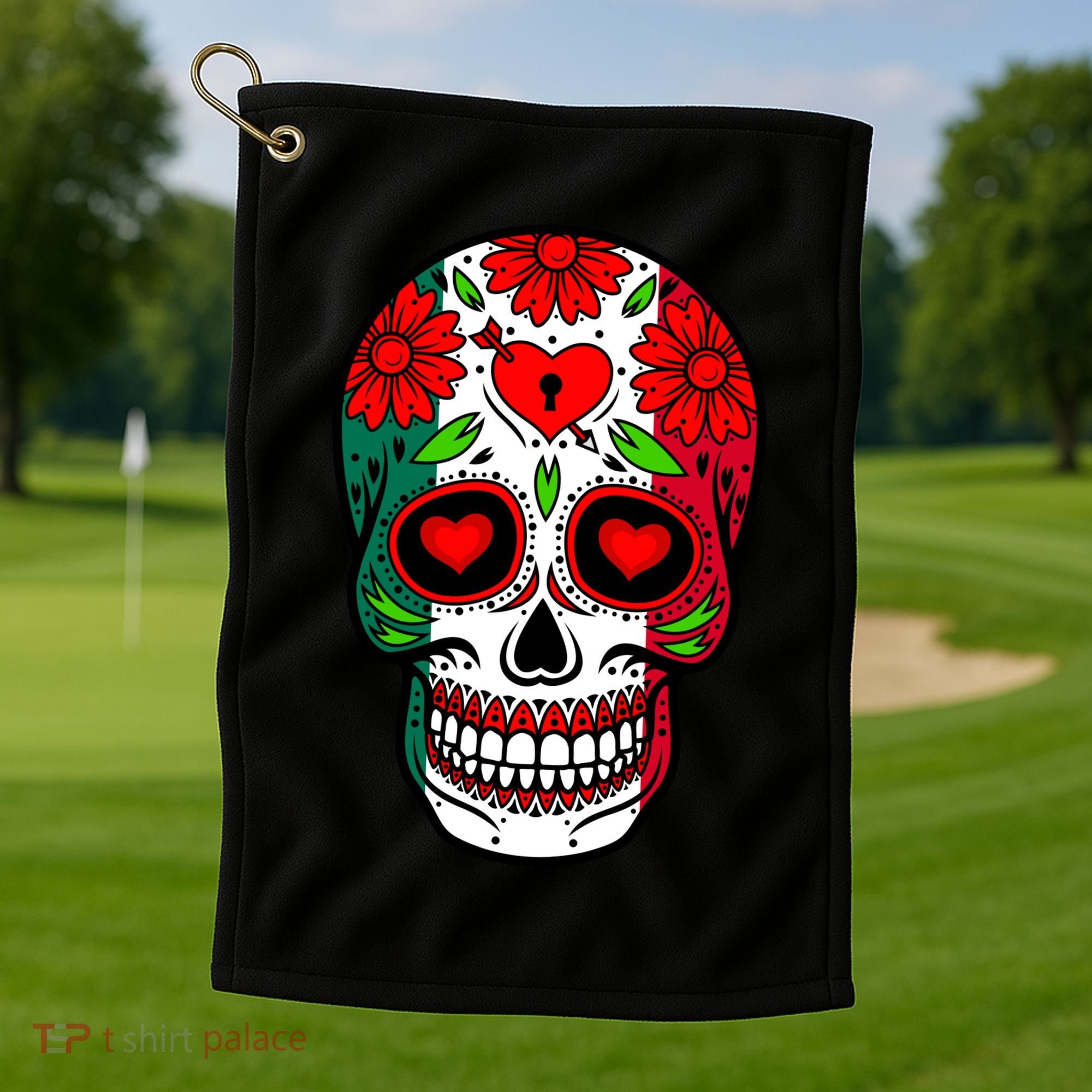 Mexican Sugar Skull Golf Towel