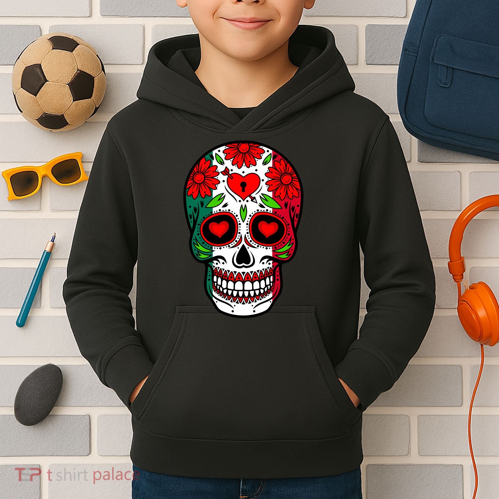 Mexican Sugar Skull Kids Hoodie