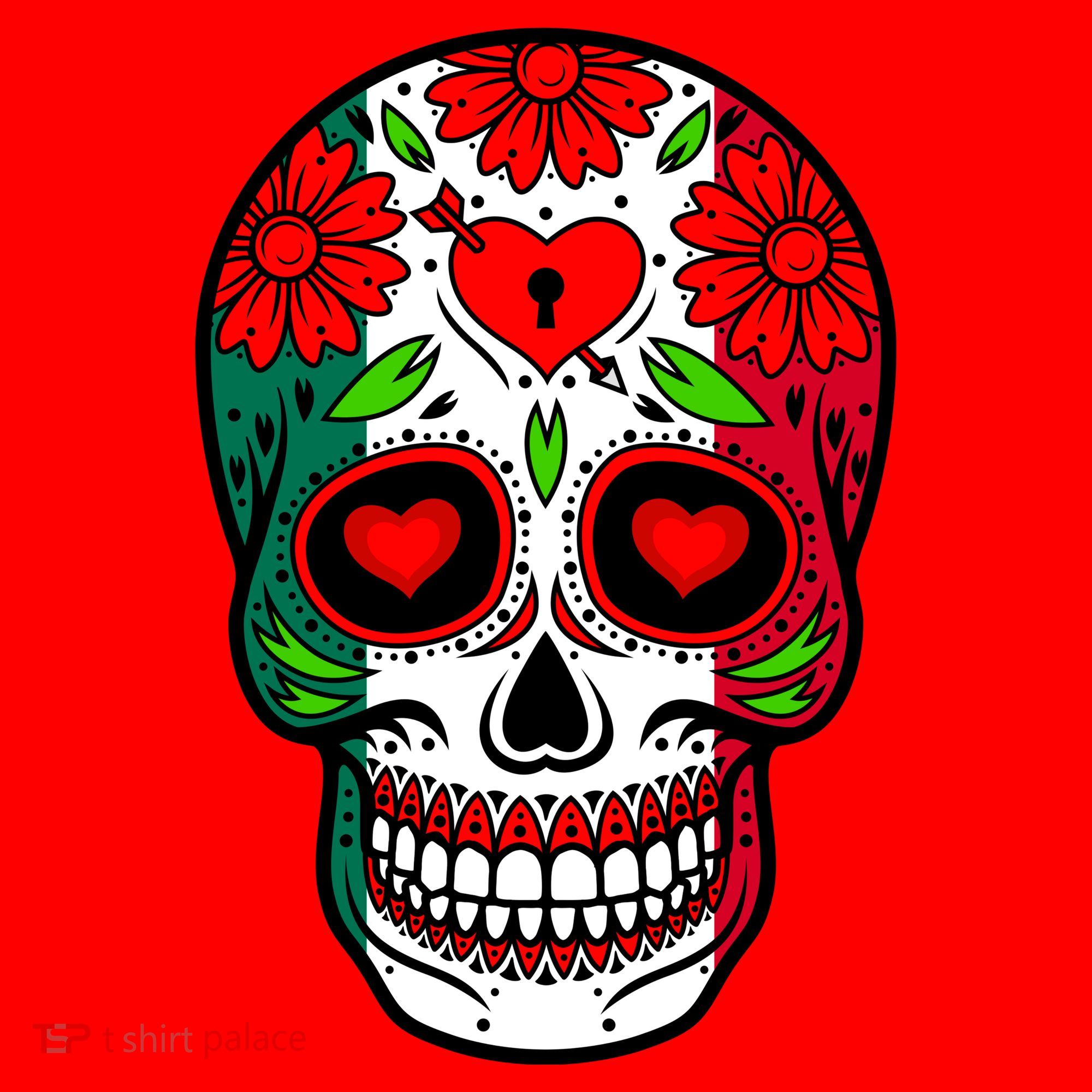 Mexican Sugar Skull Santa Hat