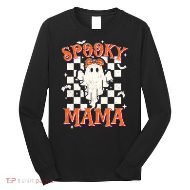 Spooky Mama Mom Cute Ghost Retro Spooky Season Halloween Long Sleeve Shirt