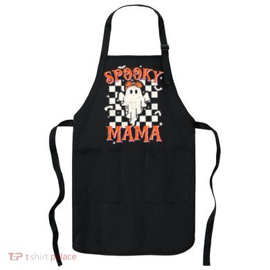 Spooky Mama Mom Cute Ghost Retro Spooky Season Halloween Apron