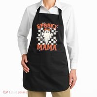 Spooky Mama Mom Cute Ghost Retro Spooky Season Halloween Apron thumb 2