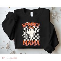 Spooky Mama Mom Cute Ghost Retro Spooky Season Halloween Sweatshirt thumb 2