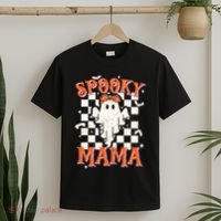 Spooky Mama Mom Cute Ghost Retro Spooky Season Halloween T-Shirt thumb 2