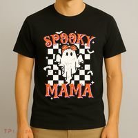 Spooky Mama Mom Cute Ghost Retro Spooky Season Halloween T-Shirt thumb 3