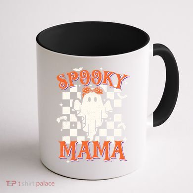 Spooky Mama Mom Cute Ghost Retro Spooky Season Halloween Coffee Mug back