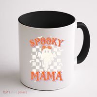 Spooky Mama Mom Cute Ghost Retro Spooky Season Halloween Coffee Mug thumb 1