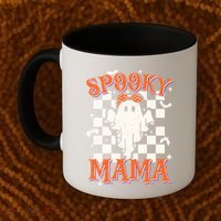Spooky Mama Mom Cute Ghost Retro Spooky Season Halloween Coffee Mug thumb 2