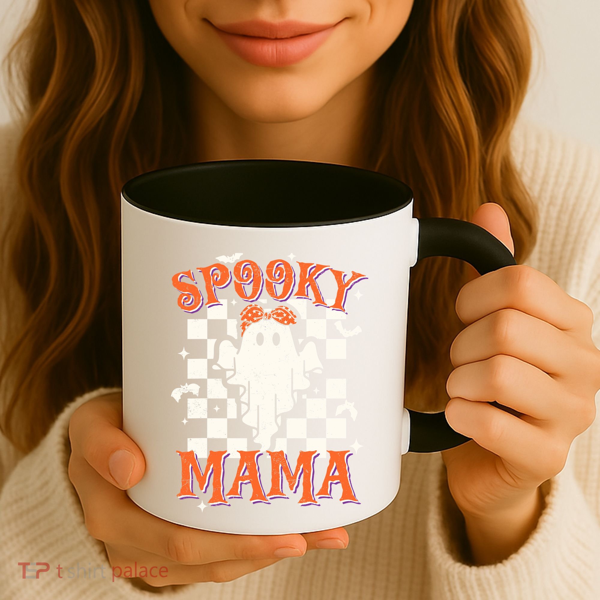 Spooky Mama Mom Cute Ghost Retro Spooky Season Halloween Coffee Mug