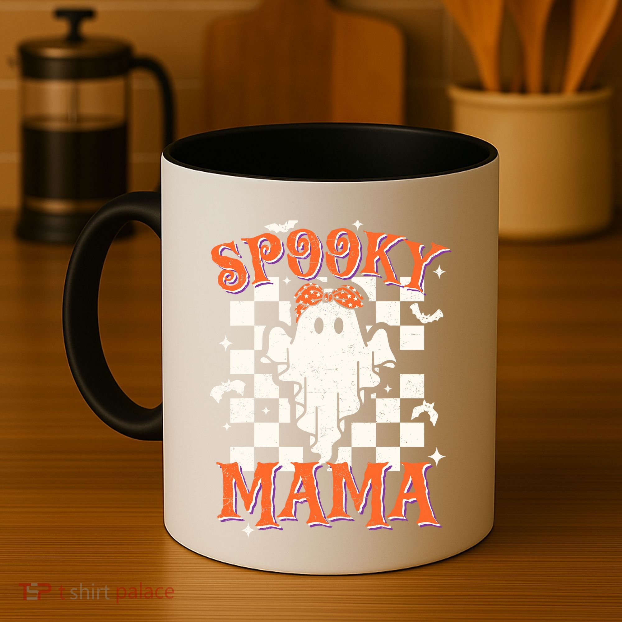 Spooky Mama Mom Cute Ghost Retro Spooky Season Halloween Coffee Mug