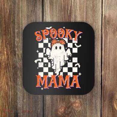 Spooky Mama Mom Cute Ghost Retro Spooky Season Halloween Coaster