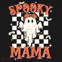 Spooky Mama Mom Cute Ghost Retro Spooky Season Halloween Polo thumb 3