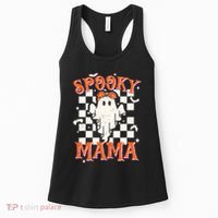 Spooky Mama Mom Cute Ghost Retro Spooky Season Halloween Women's Tank Top thumb 0