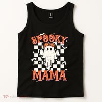 Spooky Mama Mom Cute Ghost Retro Spooky Season Halloween Tank Top thumb 2