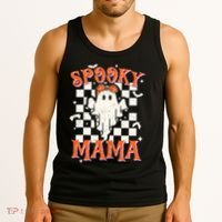 Spooky Mama Mom Cute Ghost Retro Spooky Season Halloween Tank Top thumb 3