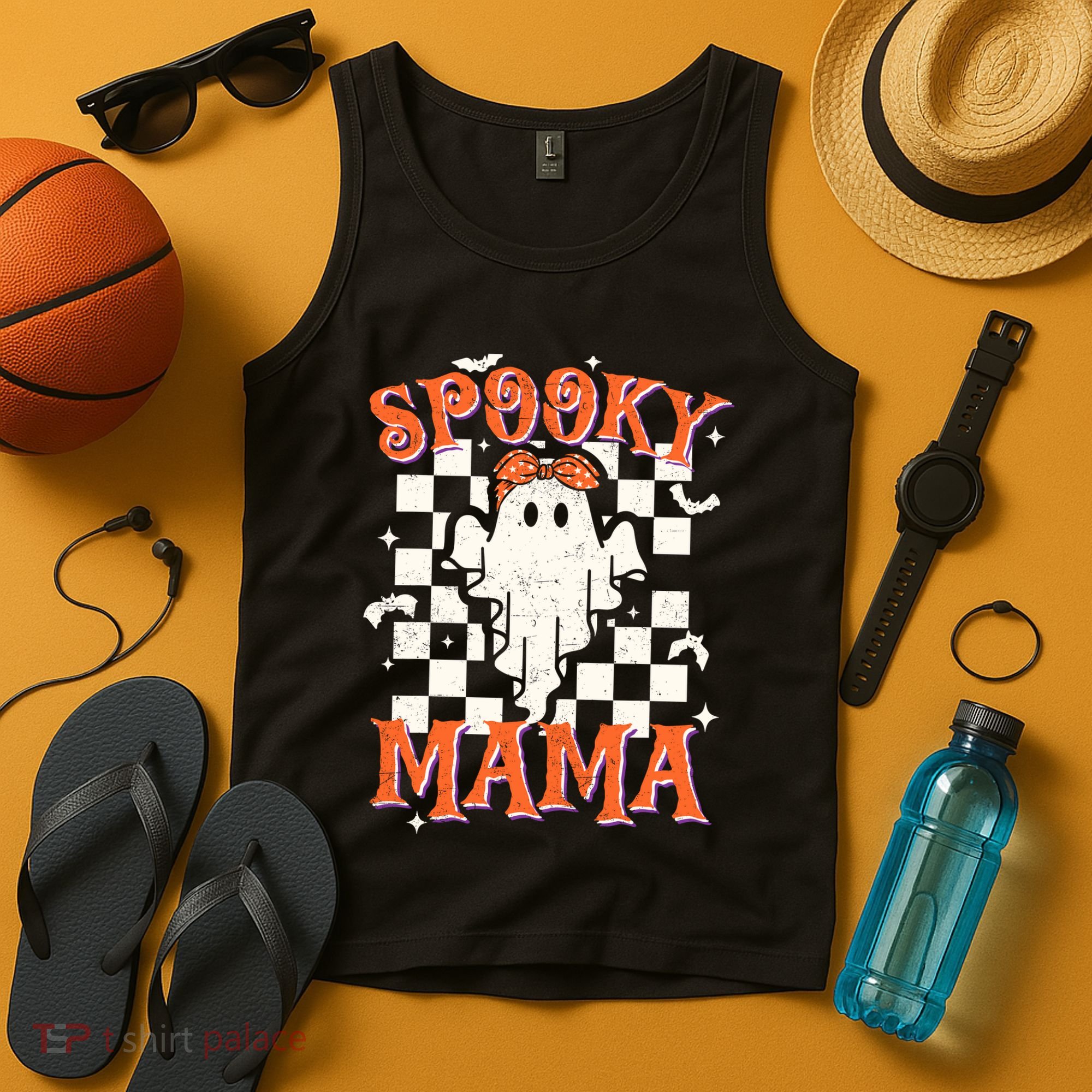 Spooky Mama Mom Cute Ghost Retro Spooky Season Halloween Tank Top