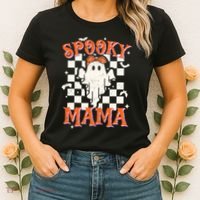 Spooky Mama Mom Cute Ghost Retro Spooky Season Halloween Women's T-Shirt thumb 2
