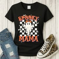 Spooky Mama Mom Cute Ghost Retro Spooky Season Halloween Women's T-Shirt thumb 3