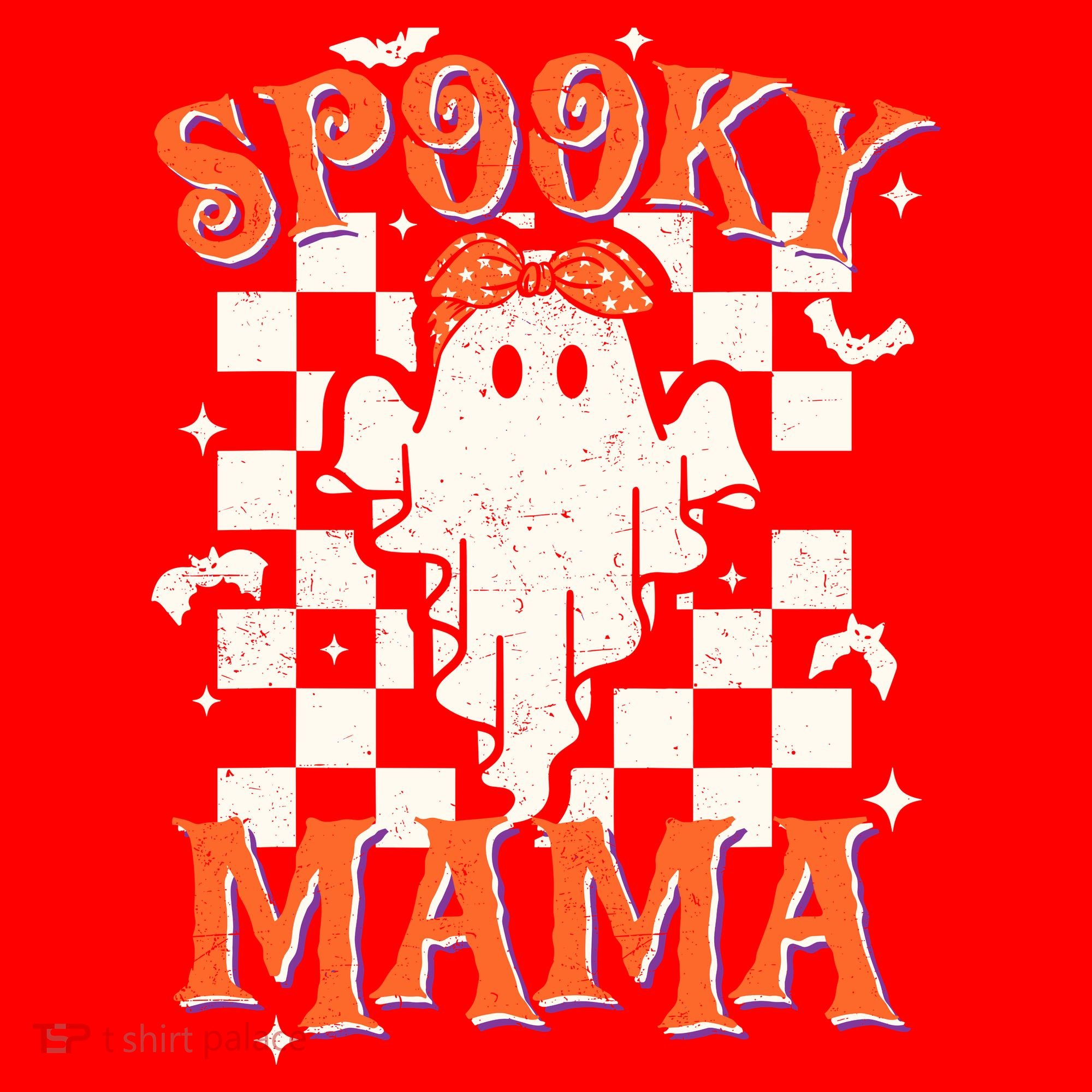 Spooky Mama Mom Cute Ghost Retro Spooky Season Halloween Santa Hat