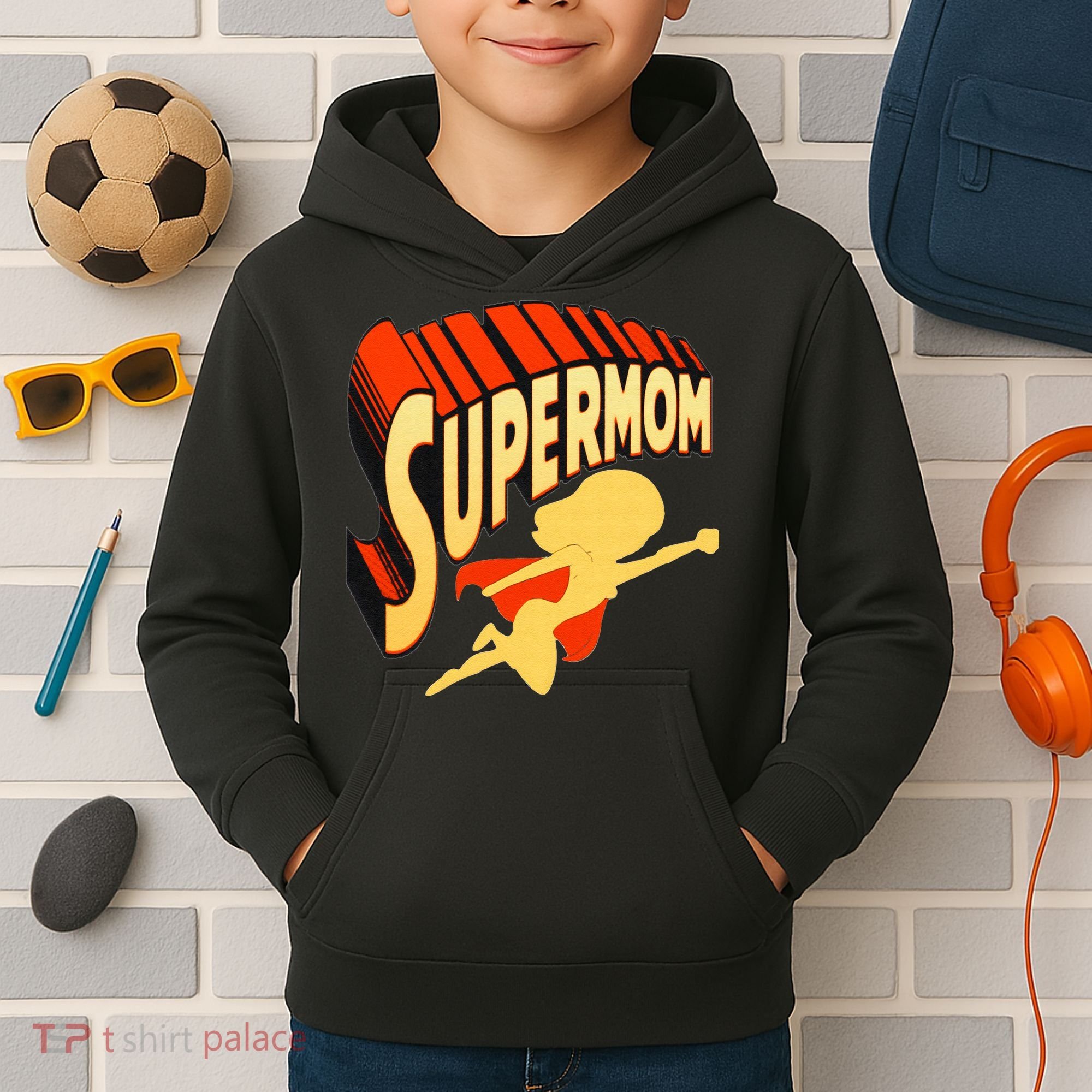 Super Mom Mothers Day & Birthday Gift For Mom Super Hero Kids Hoodie