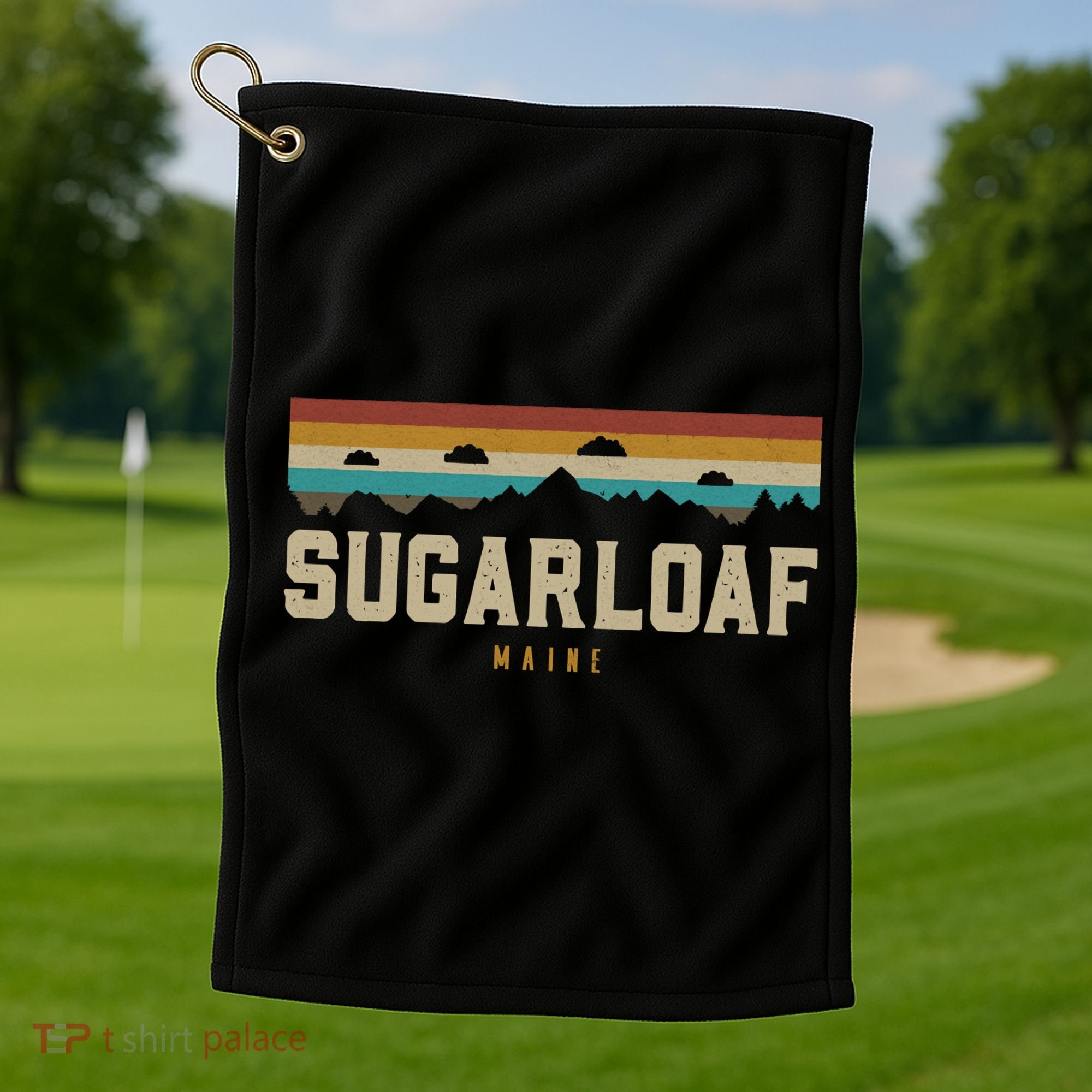 Sugarloaf Mountains Maine Hiking Outdoors Retro Golf Towel