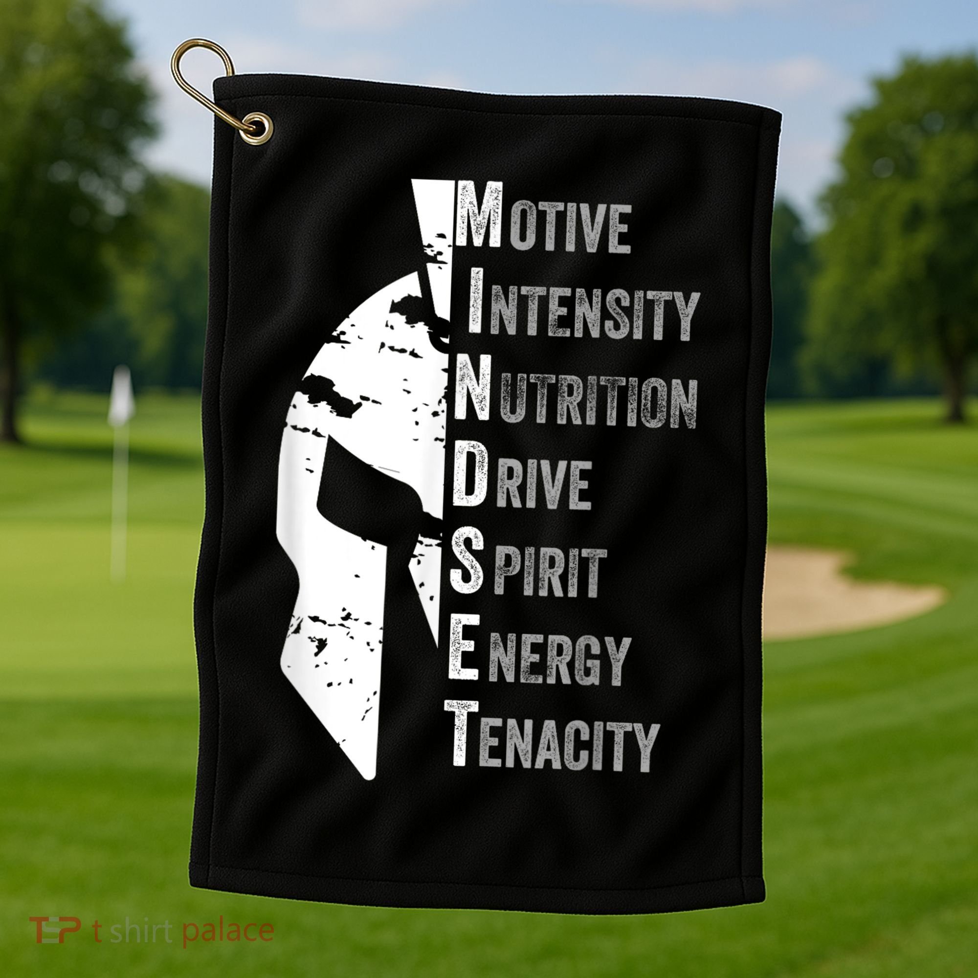 Spartan Mindset Motivational Inspirational Quote Graphic Golf Towel
