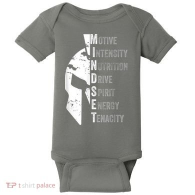 Spartan Mindset Motivational Inspirational Quote Graphic Baby Bodysuit