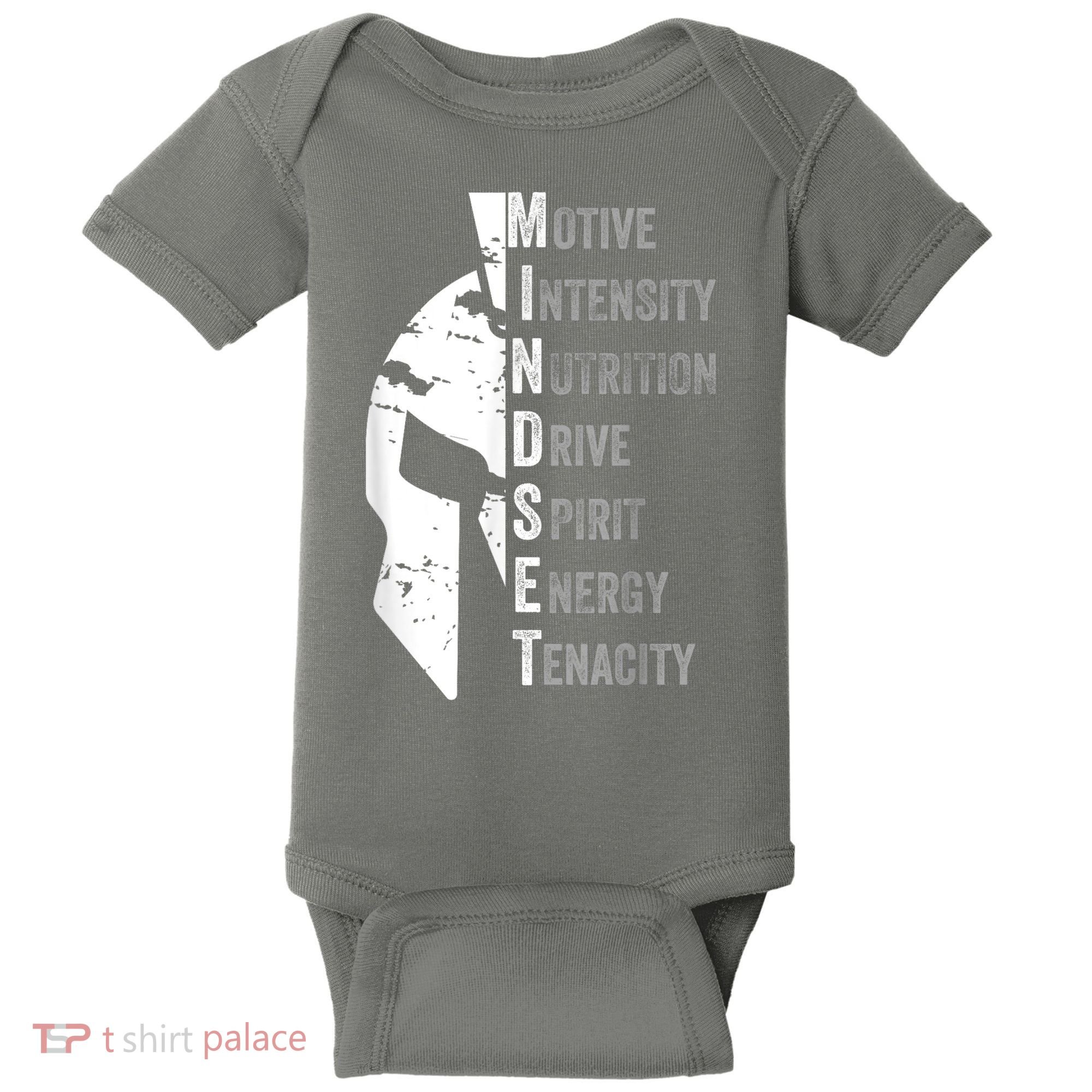 Spartan Mindset Motivational Inspirational Quote Graphic Baby Bodysuit
