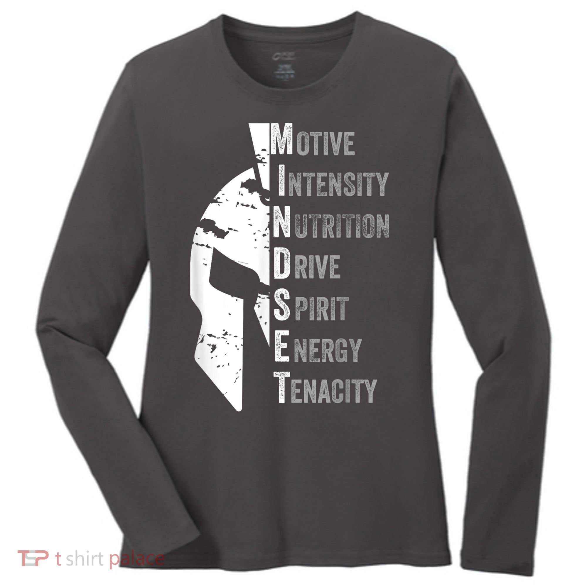 Spartan Mindset Motivational Inspirational Quote Graphic Women's Long Sleeve Shirt
