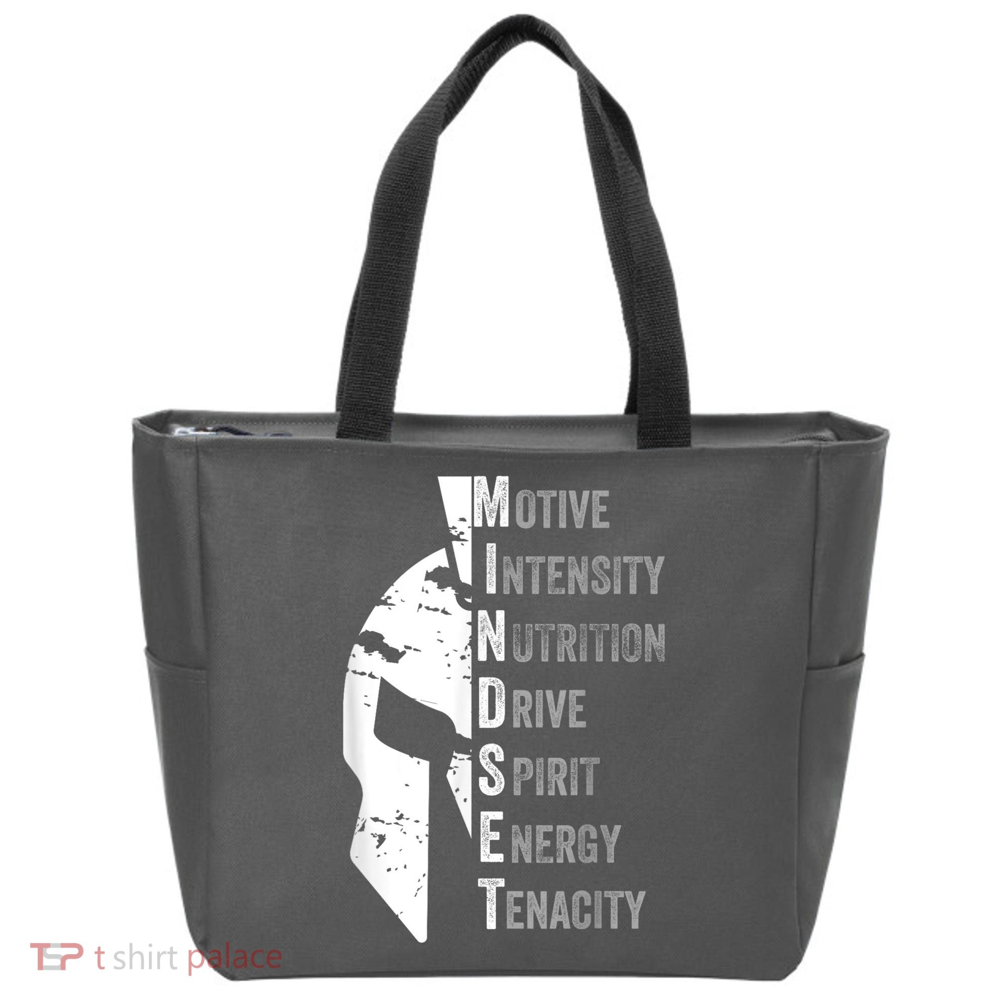 Spartan Mindset Motivational Inspirational Quote Graphic Tote Bag