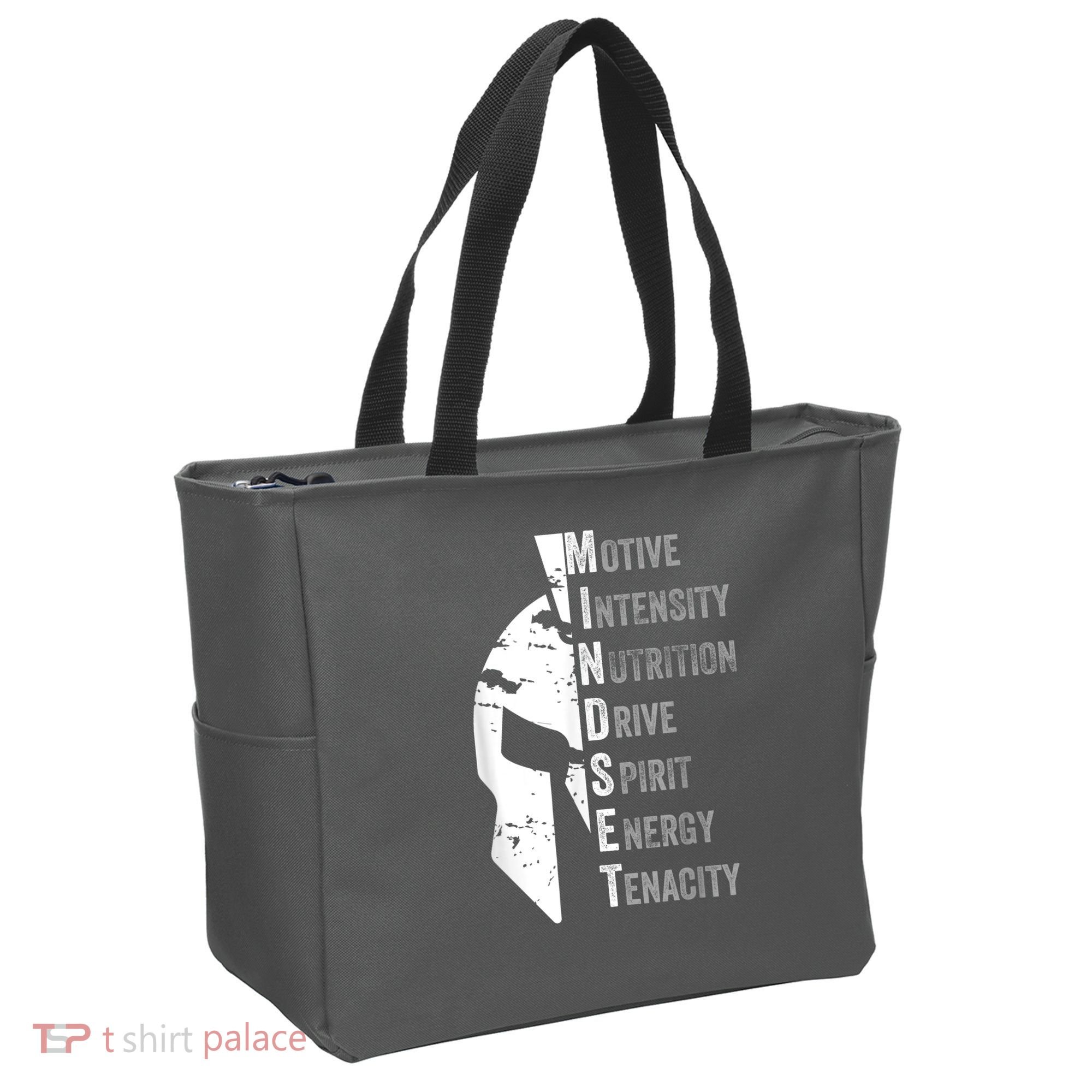 Spartan Mindset Motivational Inspirational Quote Graphic Tote Bag