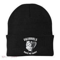 Squirrel Make Me Happy Funny Squirrel Lover Beanie thumb 0