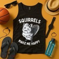 Squirrel Make Me Happy Funny Squirrel Lover Tank Top thumb 4