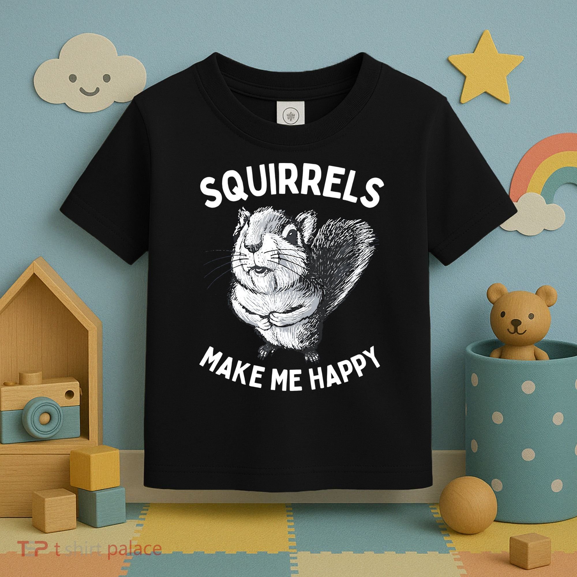 Squirrel Make Me Happy Funny Squirrel Lover Toddler T-Shirt