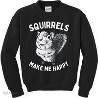 Squirrel Make Me Happy Funny Squirrel Lover Kids Sweatshirt thumb 0