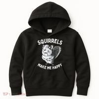 Squirrel Make Me Happy Funny Squirrel Lover Kids Hoodie thumb 0