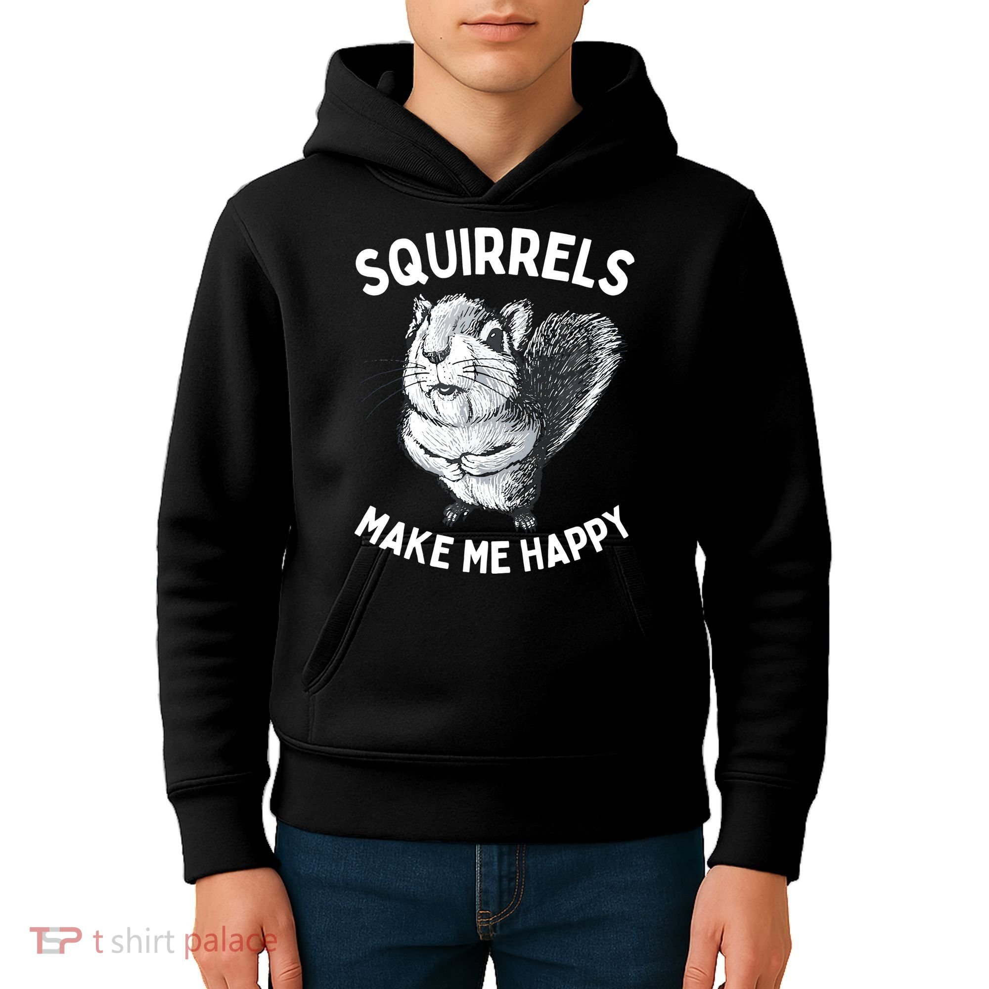 Squirrel Make Me Happy Funny Squirrel Lover Kids Hoodie