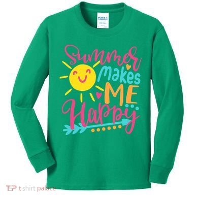 Summer Makes Me Happy Kids Long Sleeve Shirt