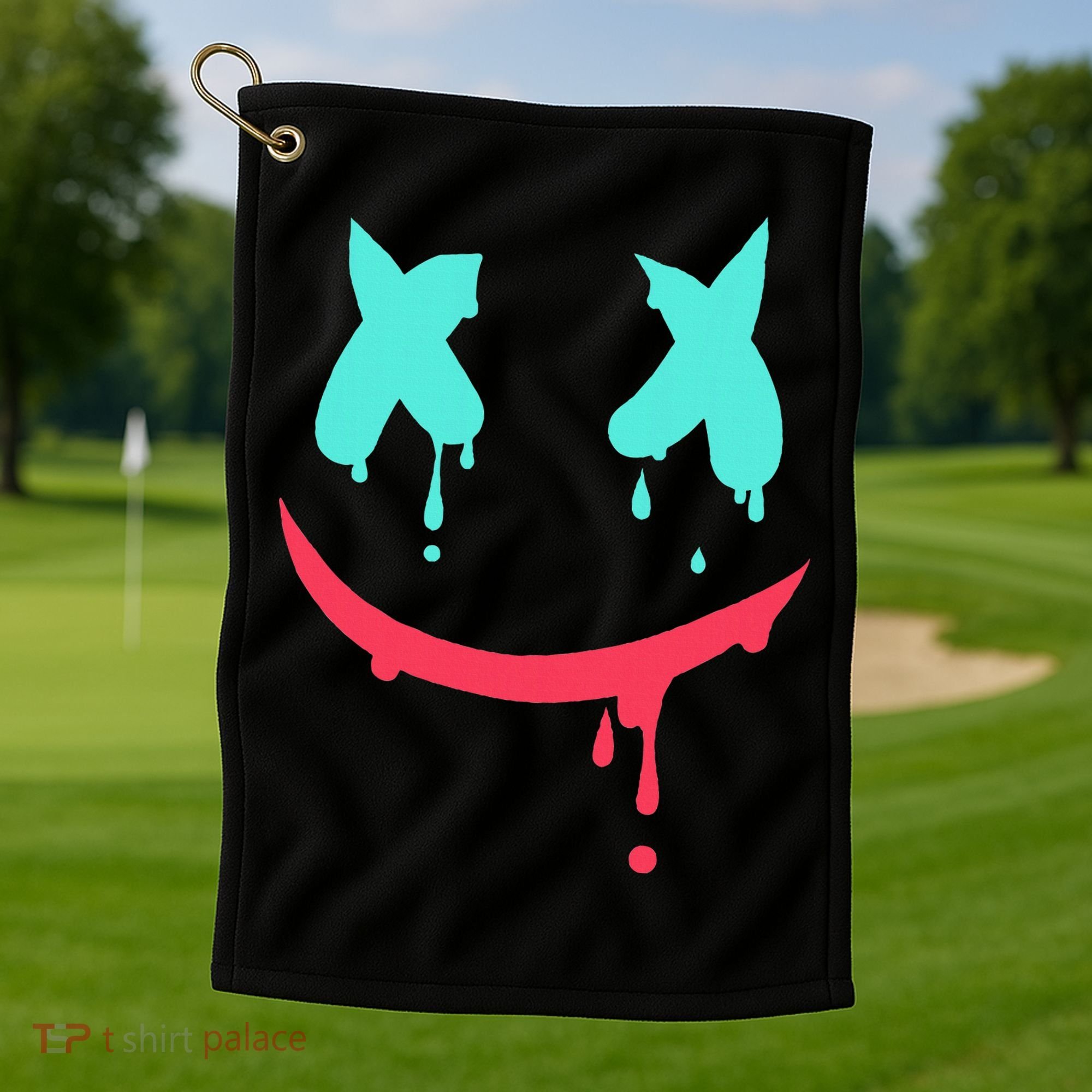 Smiling Marshmallow Melting Happy Face Golf Towel